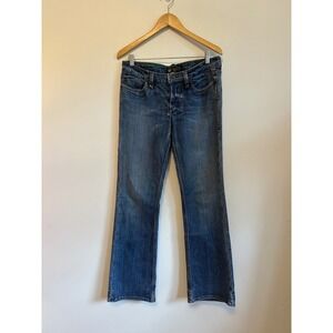 Odyn Low Rise Bootcut Jeans in Medium Wash Blue Denim | Size 30